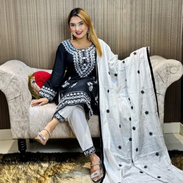 embroidery cotton three piece