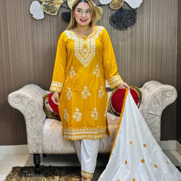 embroidery cotton three piece