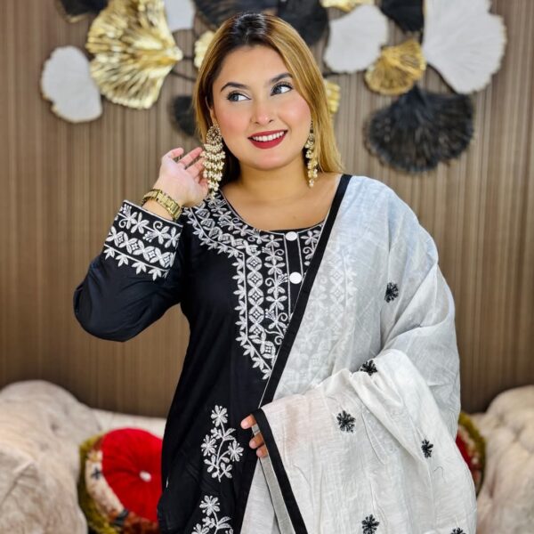 embroidery cotton three piece