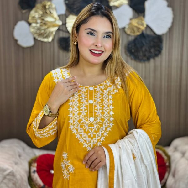 embroidery cotton three piece