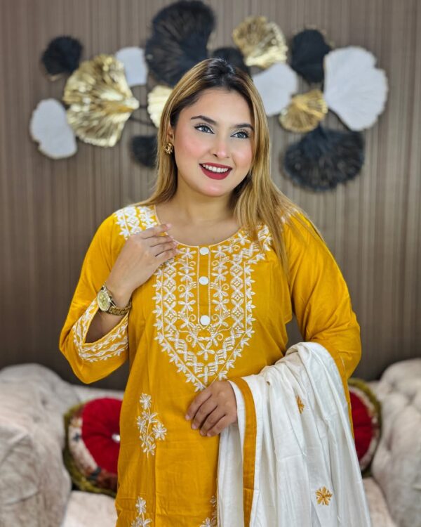 embroidery cotton three piece