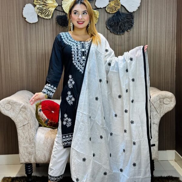 embroidery cotton three piece