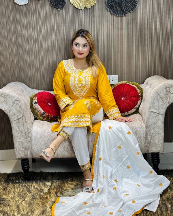 embroidery cotton three piece