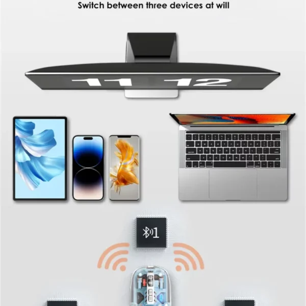 gearup wm30 transparent crystal 2.4g + bluetooth magnetic wireless mouse