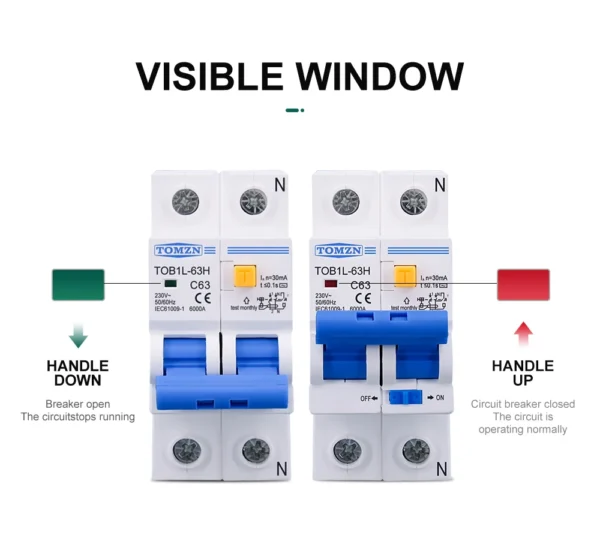 tomzn rcbo tob1l 63h 2p 63a 230v