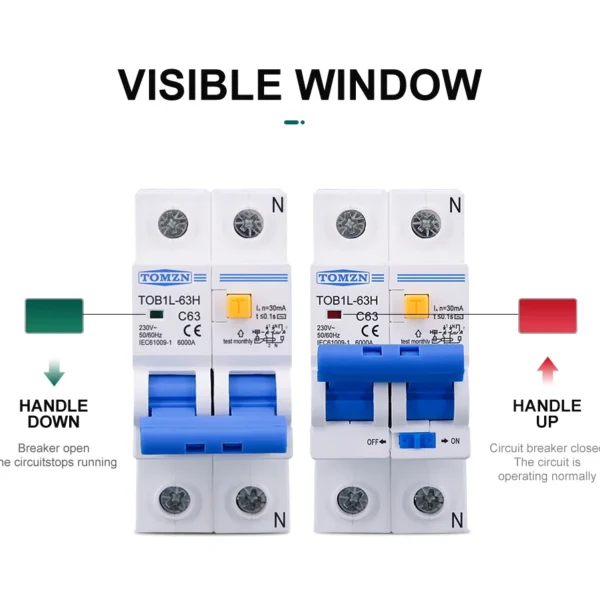 tomzn rcbo tob1l 63h 2p 63a 230v